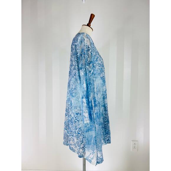CALSTYLE Women’s Blue/White Lace Overlay Tunic Sz 2X - Picture 2 of 9